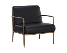 Sunpan 111357 - Lathan Lounge Chair - Charcoal Black Leather